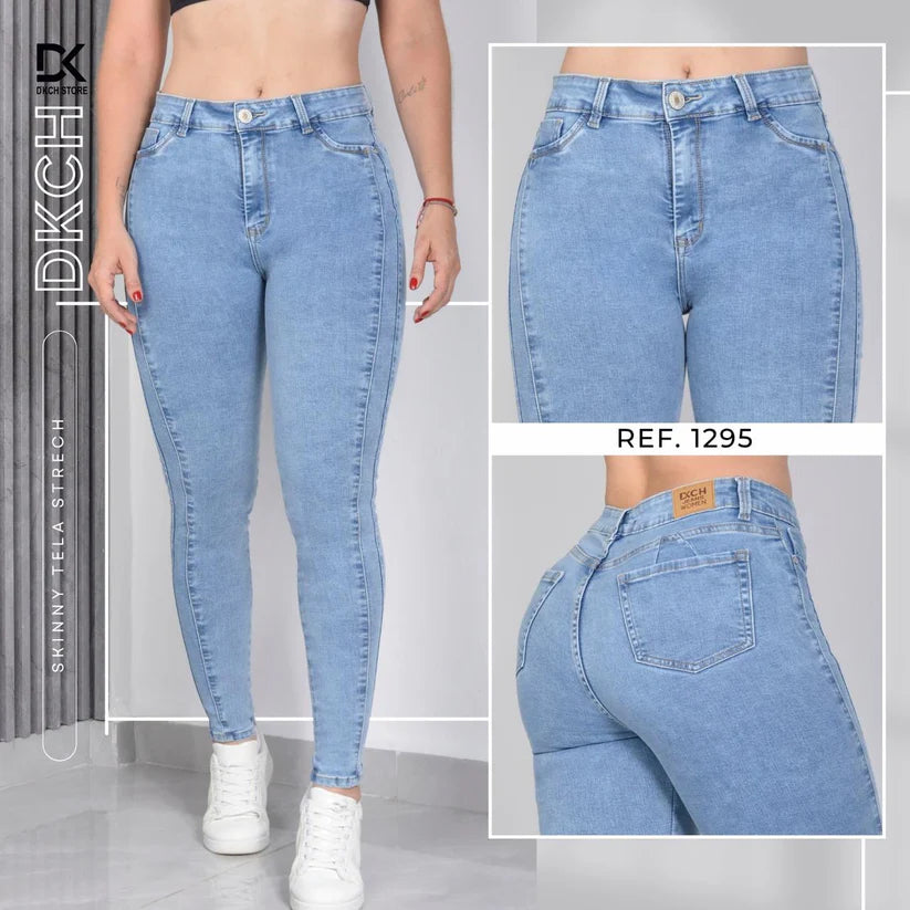 JEANS SKINNY TIRO ALTO REF:1495