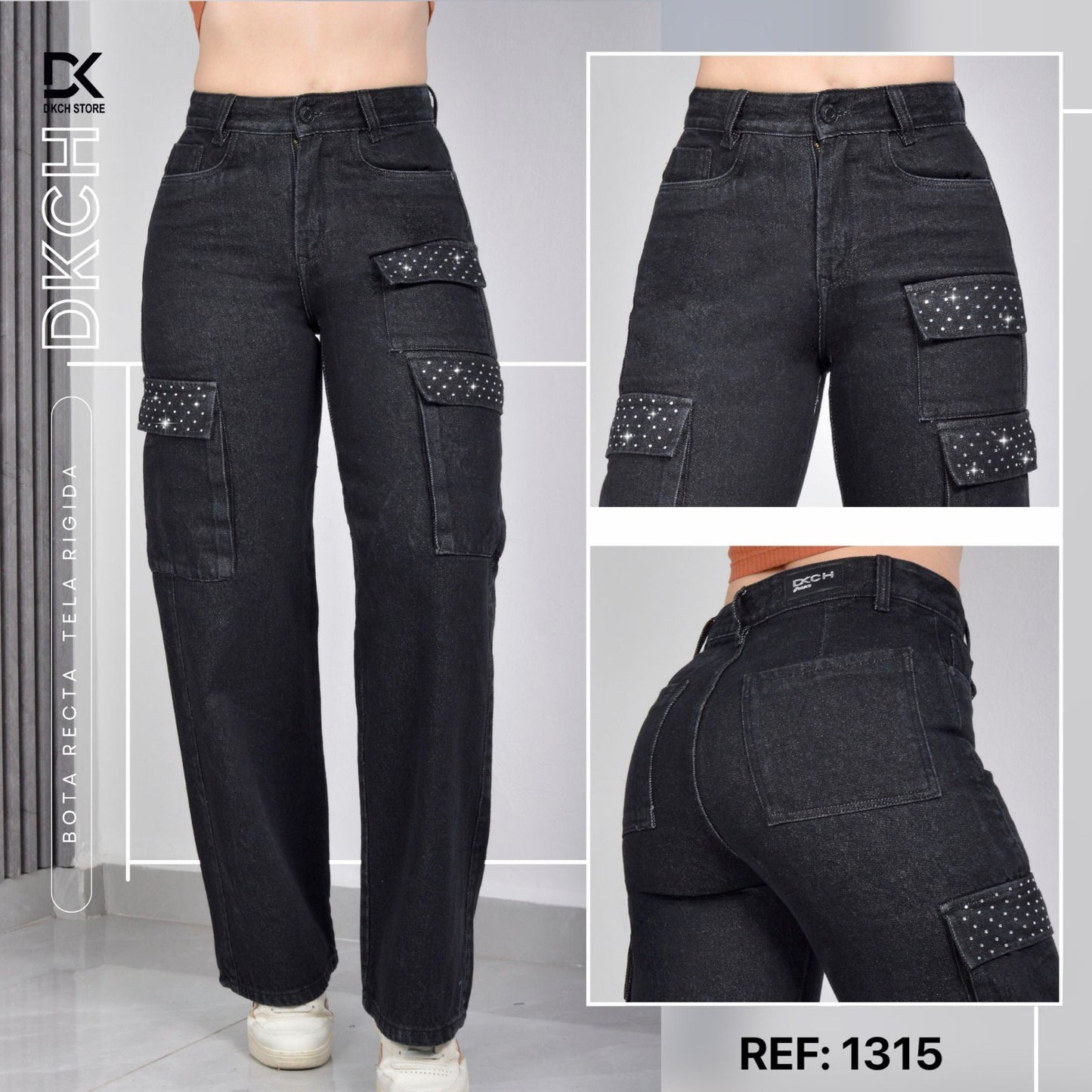 JEANS CARGO BOTA ANCHA RIGIDO REF. 1315