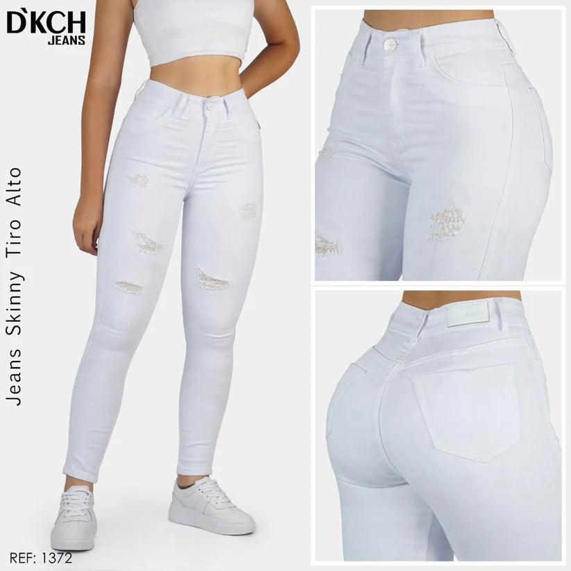 JEANS SKINNY TIRO ALTO REF:1372