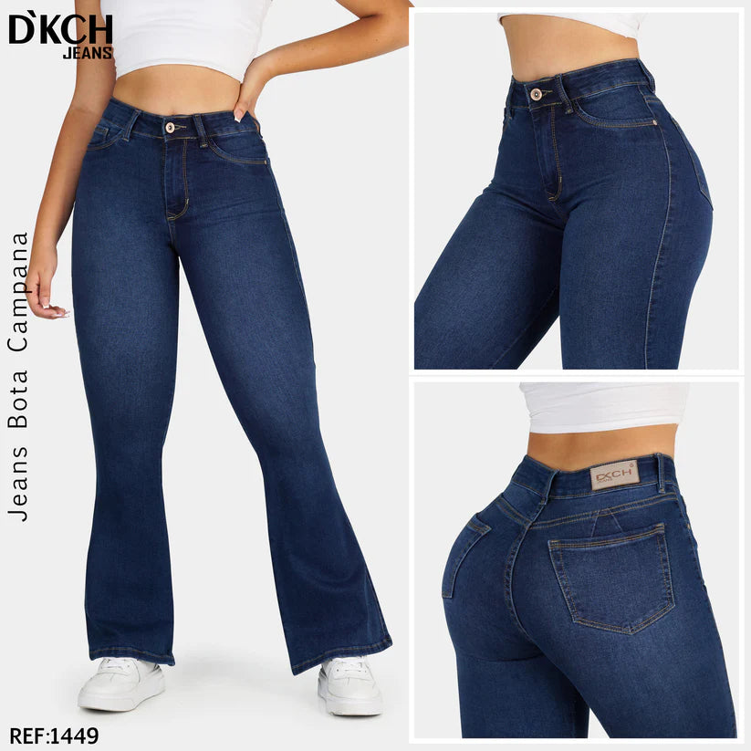 JEANS BOTA CAMPANA TIRO ALTO REF 1449