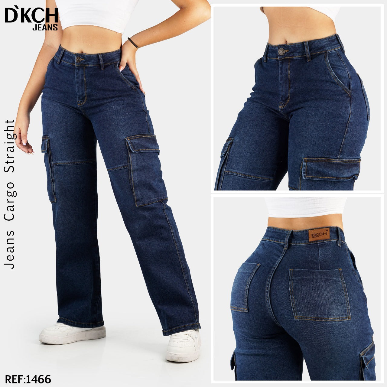JEANS CARGO BOTA ANCHA SEMI RIGIDO REF 1466