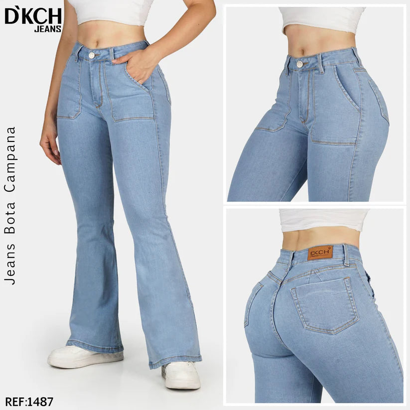 JEANS BOTA CAMPANA TIRO ALTO REF 1487
