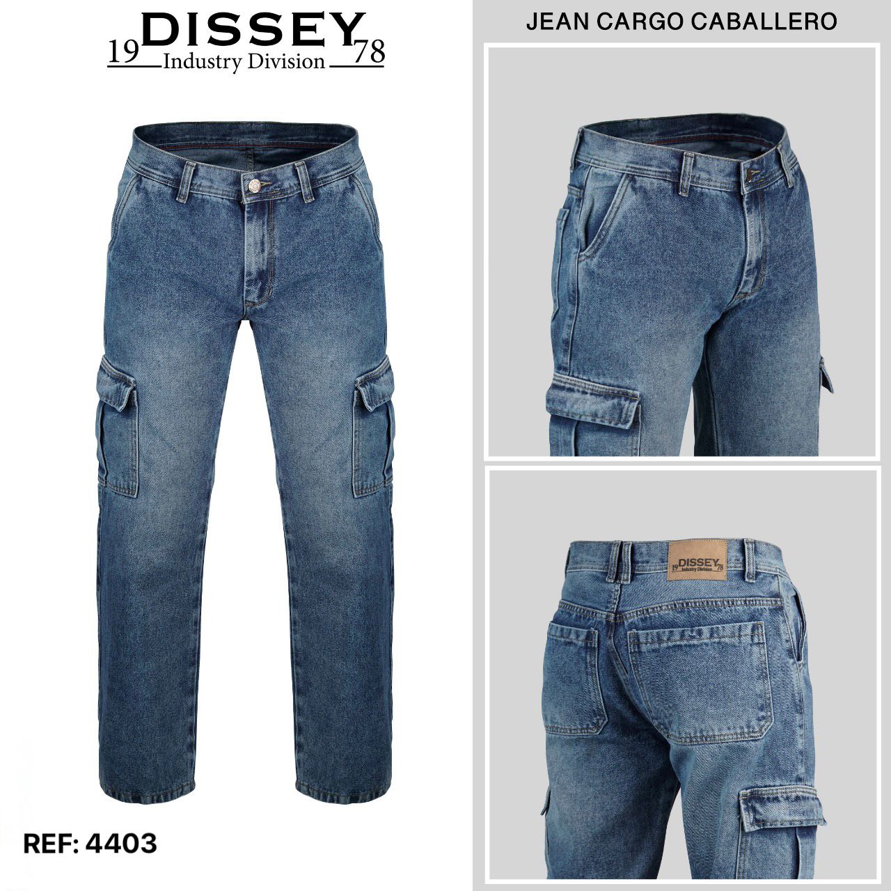JEANS CARGO RIGIDO BOTA ANCHA 4403