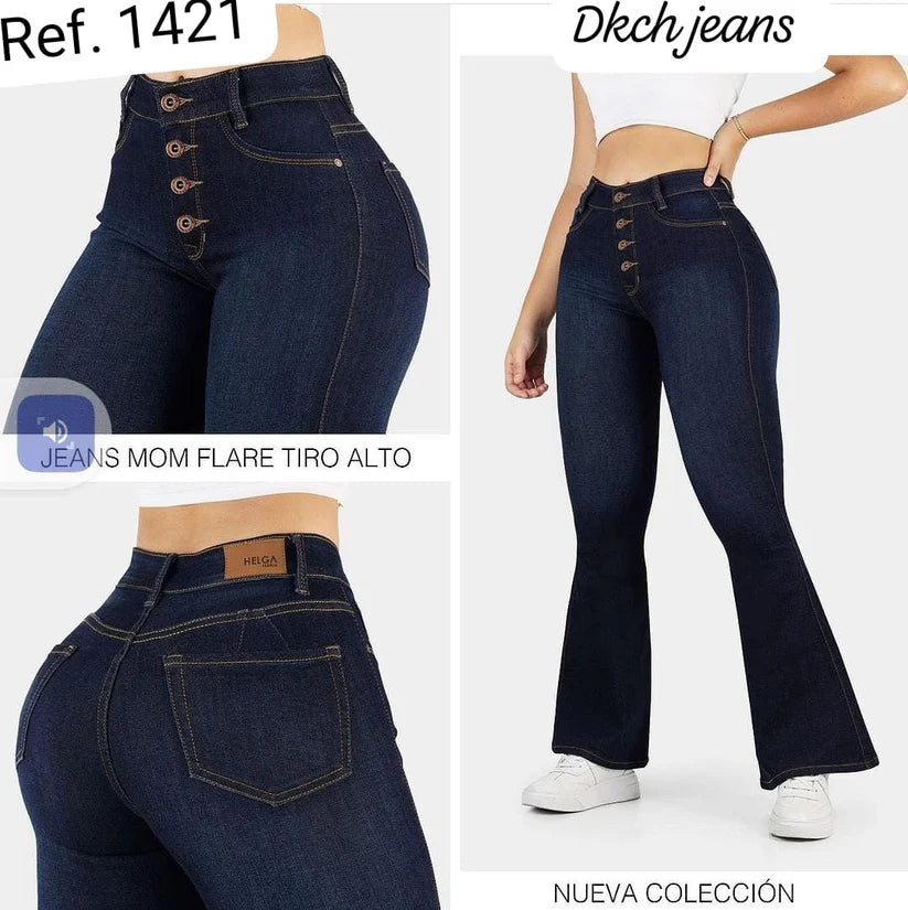 JEANS BOTA CAMPANA TIRO ALTO REF 1421