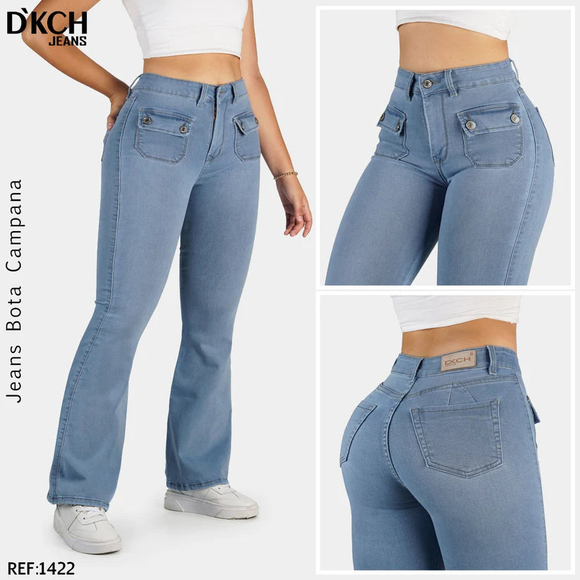 JEANS BOTA CAMPANA TIRO ALTO REF 1422