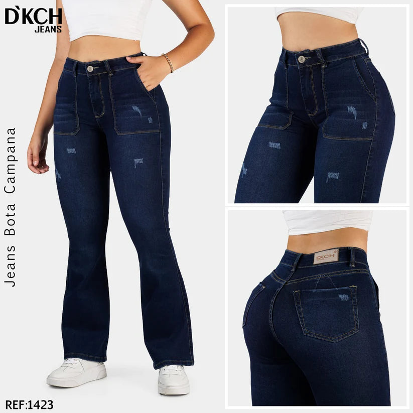 JEANS BOTA CAMPANA TIRO ALTO REF 1423