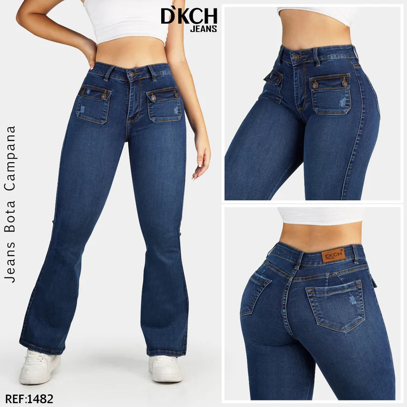 JEANS BOTA CAMPANA TIRO ALTO REF 2943