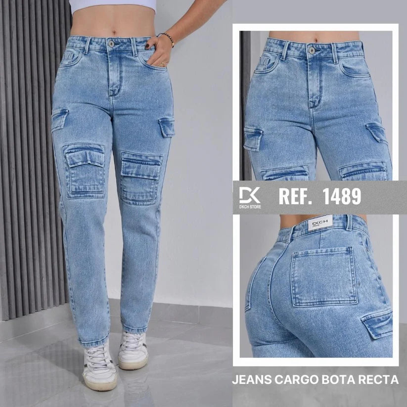 JEANS CARGO BOTA RECTA SEMI RIGIDO REF 1489
