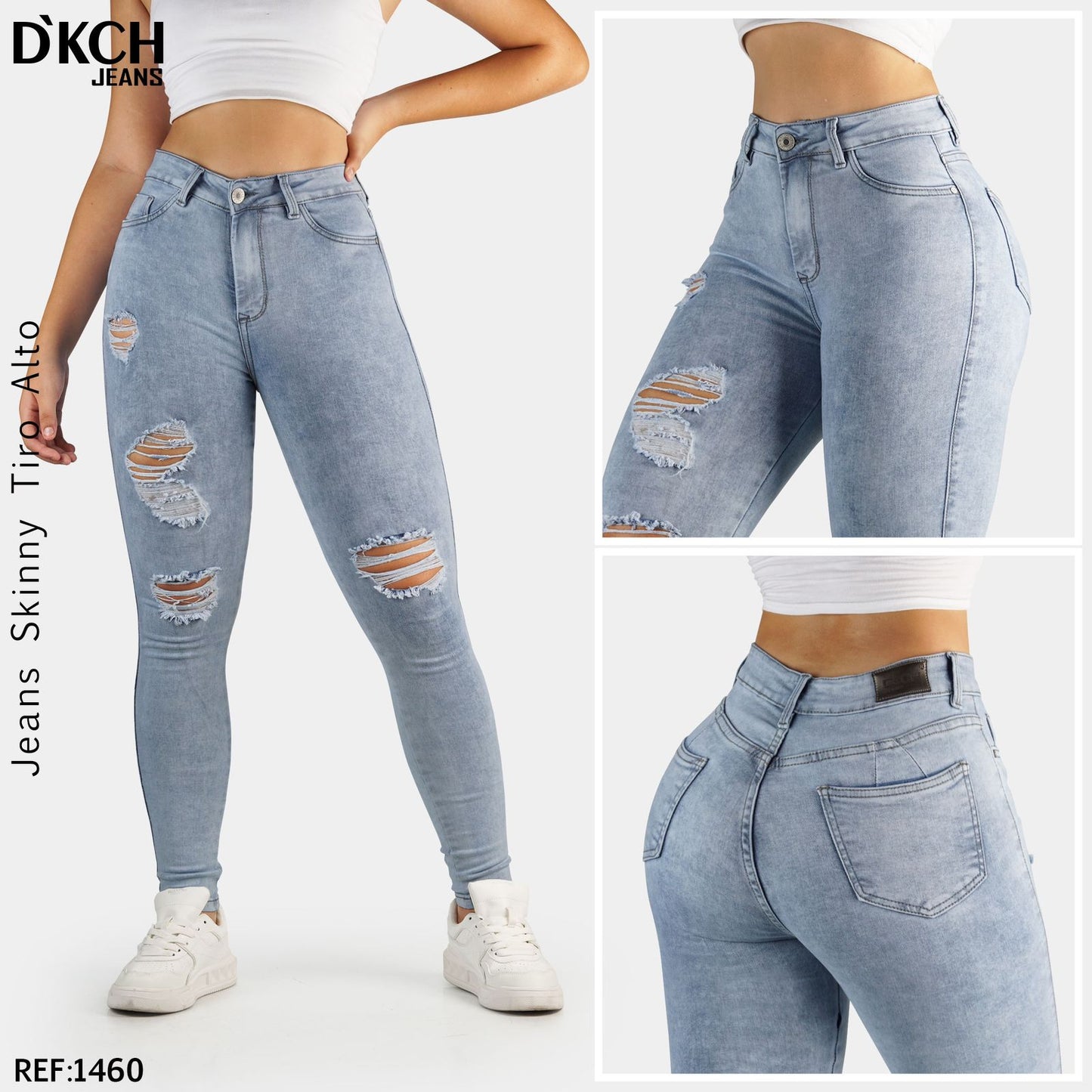 JEANS SKINNY TIRO ALTO REF 1460