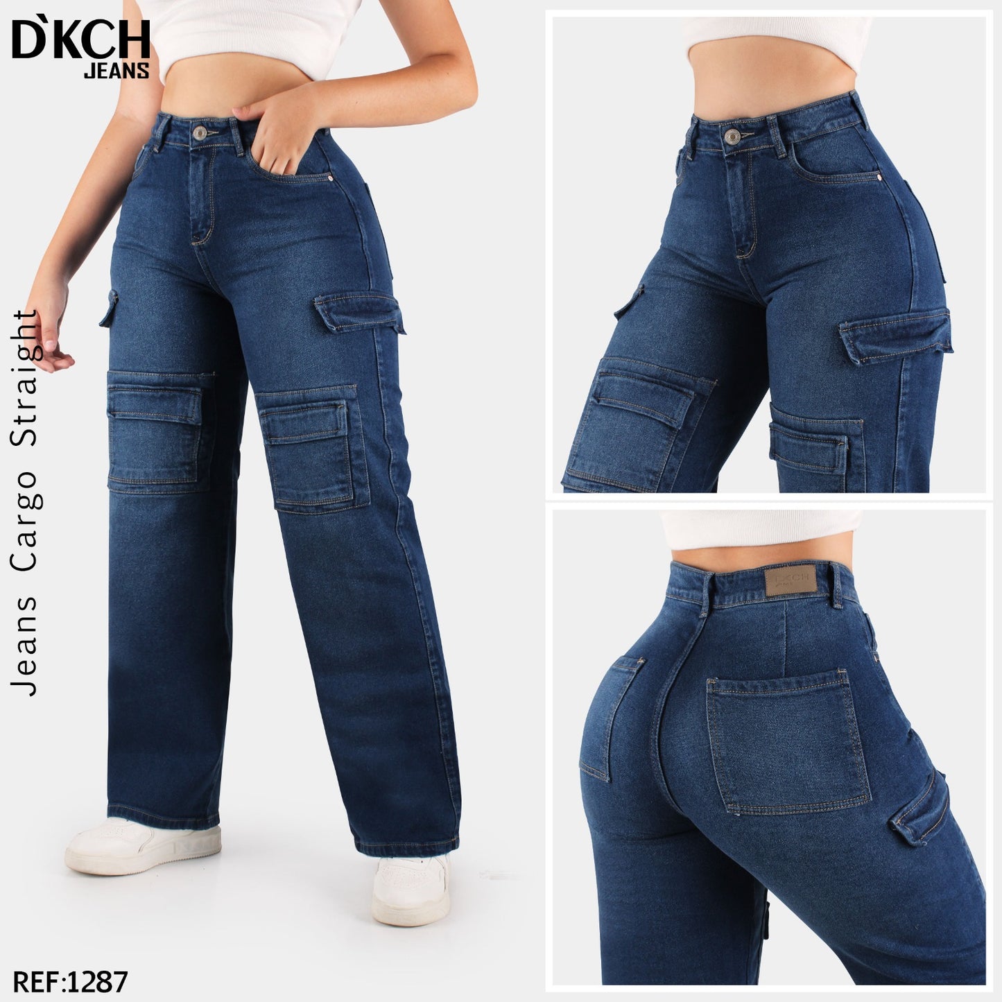 JEANS CARGO BOTA ANCHA SEMI RIGIDO REF. 1287
