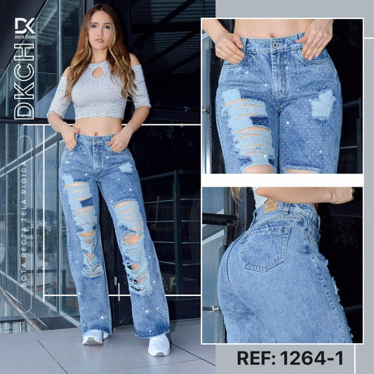 PANTALON  BOTA ANCHA TELA RIGIDA  REF. 1264-1