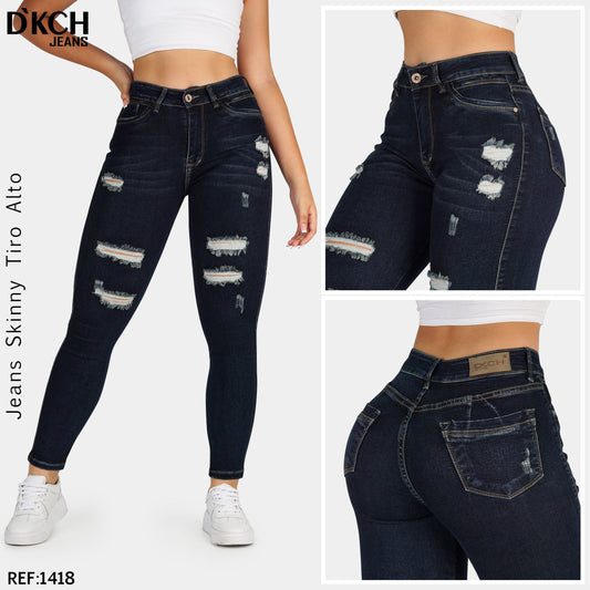 JEANS SKINNY TIRO ALTO REF 1418