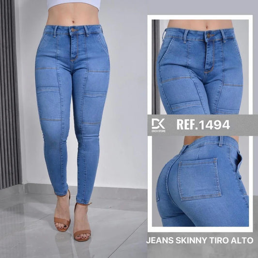 JEANS SKINNY TIRO ALTO REF:1494