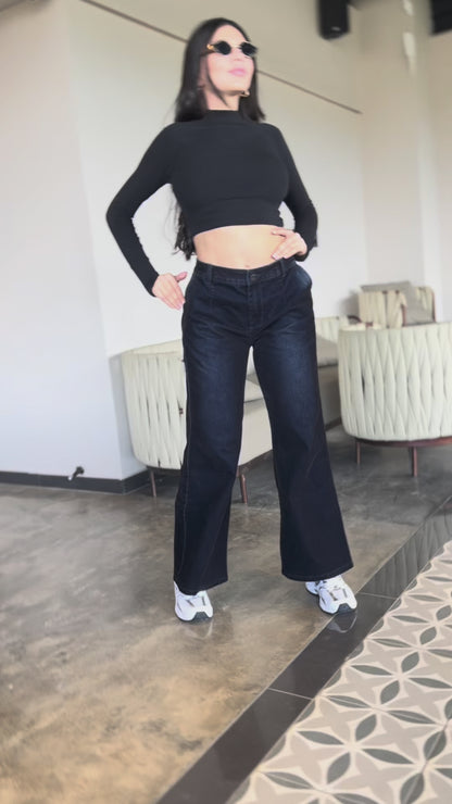 PANTALON TELA PANA EN DENIM BOTA ANCHA SEMI RIGIDO REF. 1300